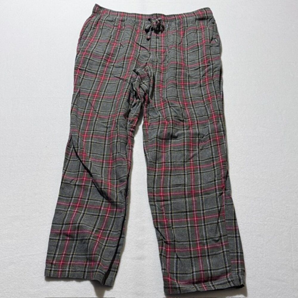 Eddie Bauer Lounge Men Flannel Pajama Pants Gray Red Plaid